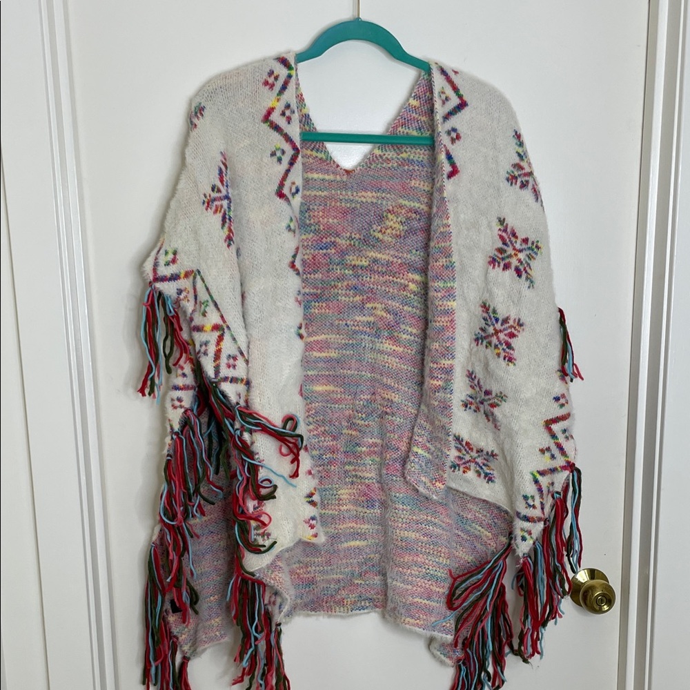 Multicolor Patterned Women's Poncho